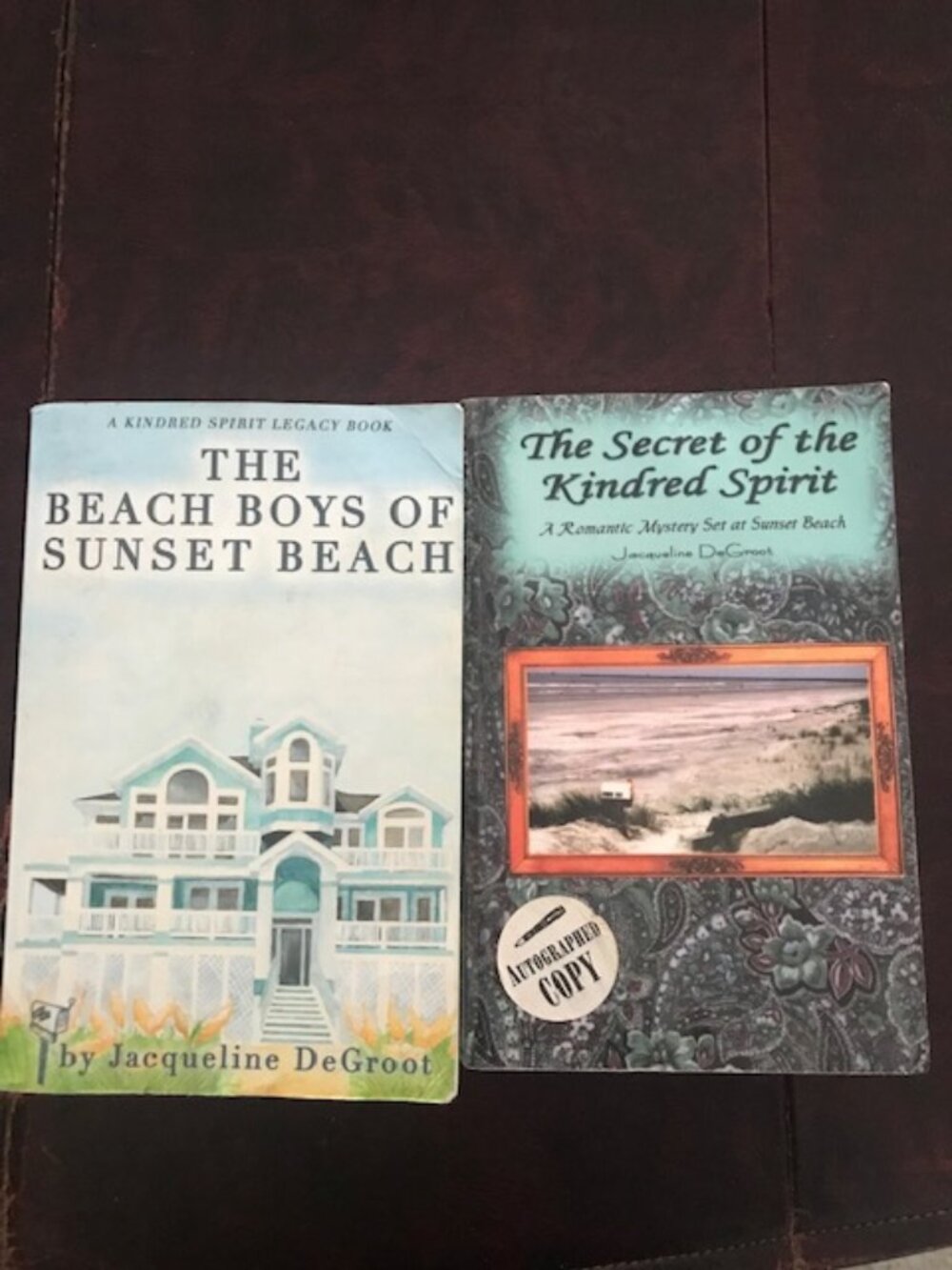 Jacqueline DeGroot set of 2 autographed paperback books, good condition